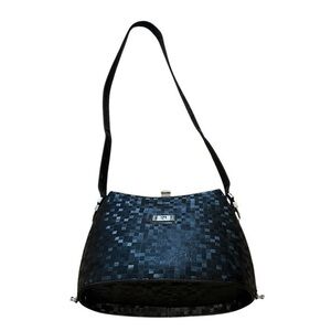 NWOT CASTELLA Hard Shell Metal Frame Adjustable Strap Black Purse / Bag